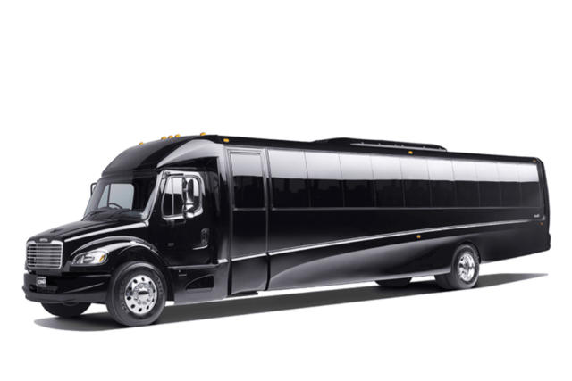 black 38-41-Passenger Luxury Mini Coach with white background