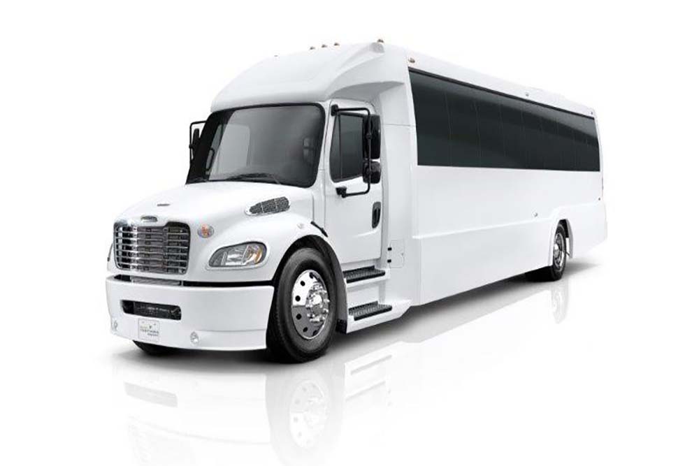 white executive super coach bus with white background