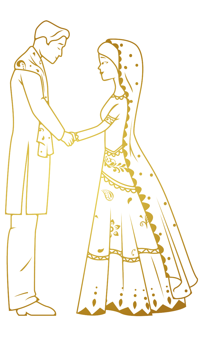 elegant drawing of bride and groom